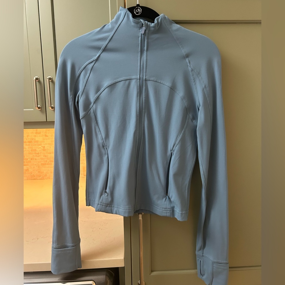 Lululemon scuba light blue full zip cropped jacket.